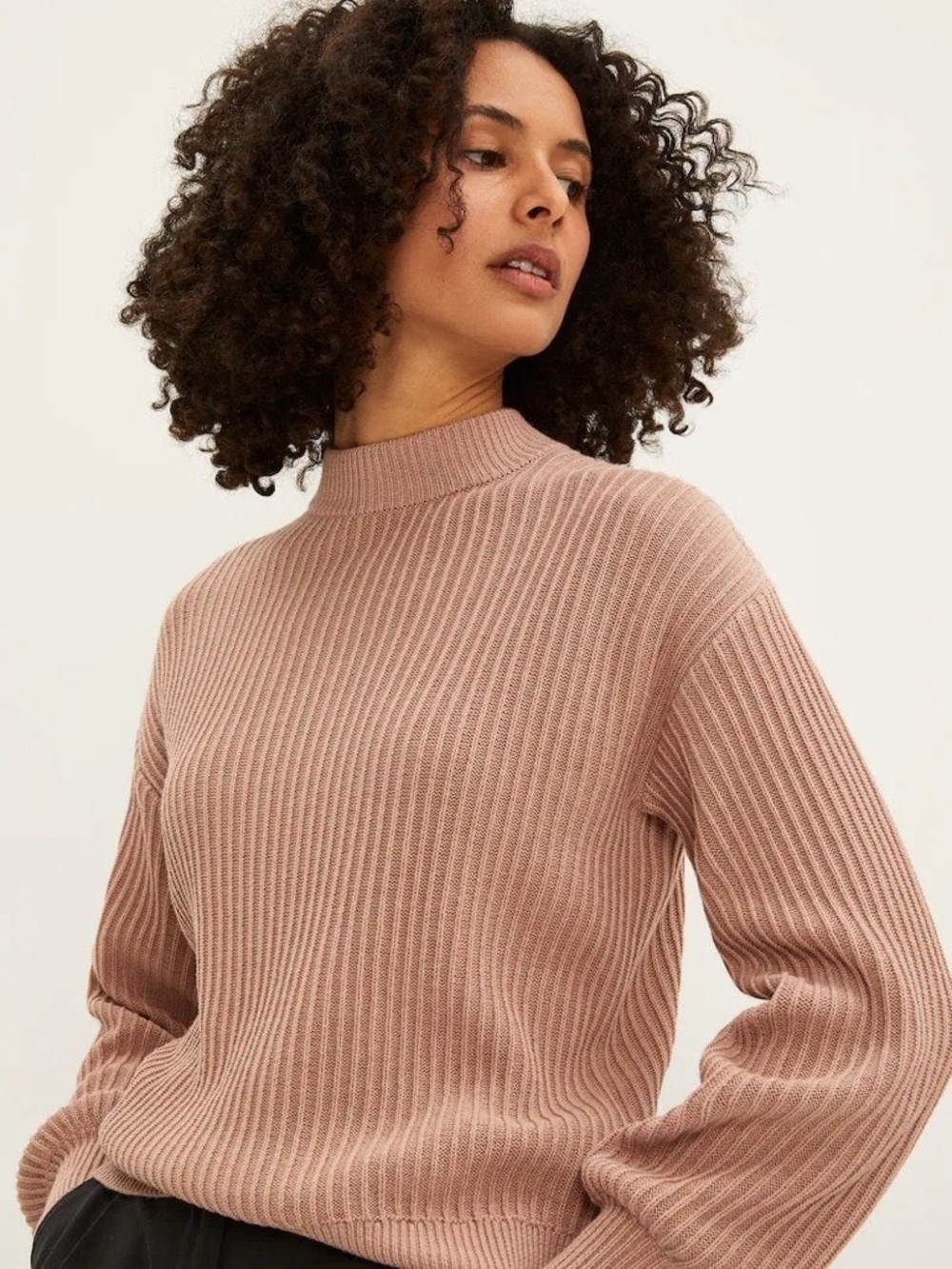 💗 Frank and Oak Cotton and Seacell Mockneck Sweater in Blush Pink 💗